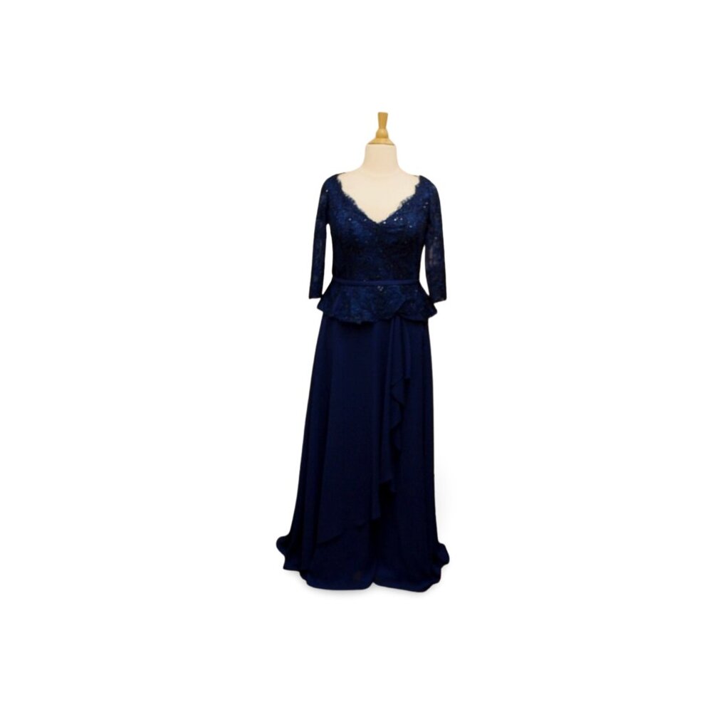 Sapphire Beaded Peplum Chiffon Mother of Bride/Groom Evening Gown MGNY 72720 - Picture 10 of 13